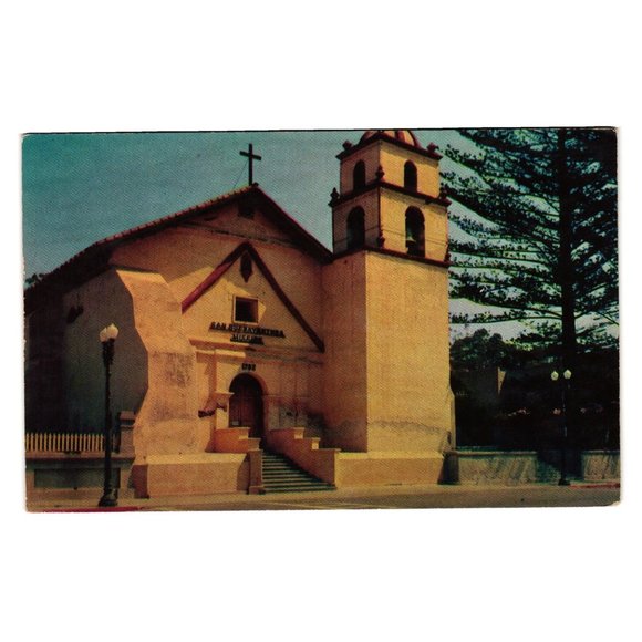 Vintage Postcard Mission San Buenaventura Museum Father Serra Ventura Main St - Picture 1 of 2
